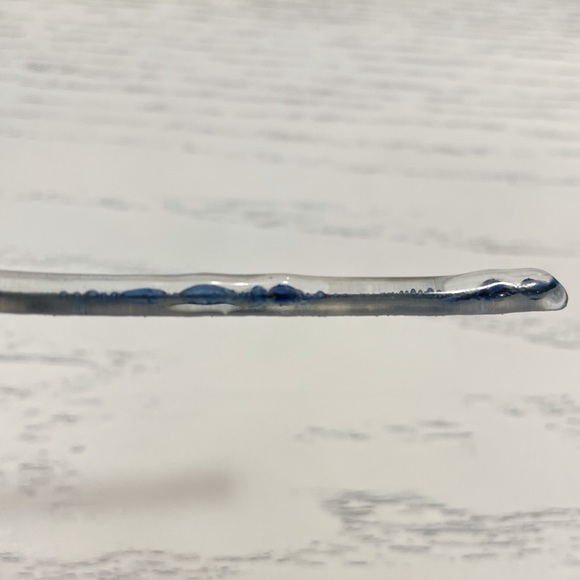 Art Glass Long Blue Dangle Bar Earrings - Picture 4 of 6